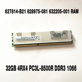 1PCS RAM 32GB 4RX4 PC3L-8500R DDR3 1066 Za HP Pomnilnika Strežnika 627814-B21 628975-081 632205-001