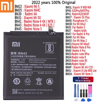 2022 100% Original Baterijo Za Xiaomi Redmi MI5 4C 5X Opomba 3 8 Lite 5 4X 4A MI9 5S Plus Mix 2 6 Pro Max 2 3 8 9 9 Pro baterije