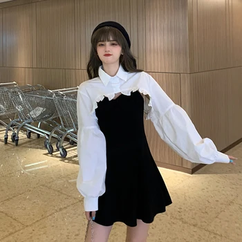 2023 Sodijo Ženske, Dva Kosa Stes Eleganten Dolg Rokav Stranka Obleko Nov Imperij High Street Mini Obleka Za Obleko Korejske Ženske Obleke Y2k