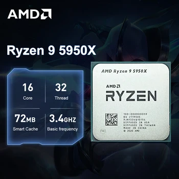 AMD Nova R9 5950X PROCESOR 3.4 GHz, 16 Jedra 32 Niti Gaming Procesor AM4 Ryzen 9 5950X 7NM L3=64M Za B550 B550M MotherBoard