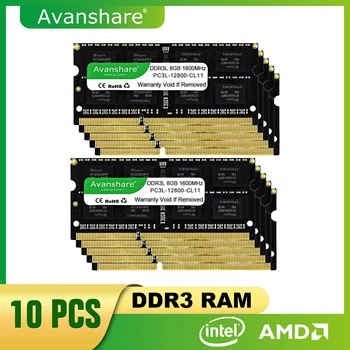 Avanshare 10pcs Veliko Pomnilnika, Memoria Ram 8gb 4gb DDR3 1600Mhz 1333 so-DIMM, DDR3L 1,5 V 1.35 V Za Prenosni računalnik Prenosni Računalnik