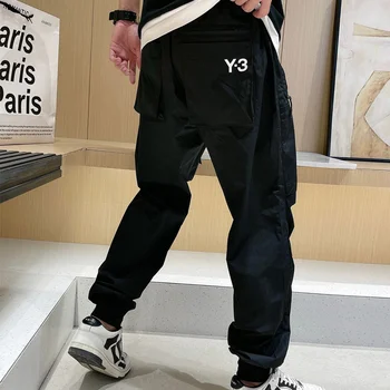 Novo Yohji Yamamoto Tiskanja Cut Žep Priložnostne Tovora Poletje Luksuzne blagovne Znamke Moške Trend Svoboden v Šopih Stopala Hlače Y3 Sweatpants