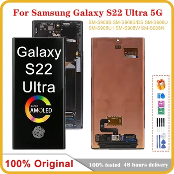Originalni Samsung Galaxy S22 Ultra 5G LCD Računalnike Skupščine Okvare na Zaslonu na Dotik Z Pika Črta S22 Ultra 5G S908 S9080 LCD