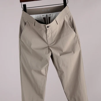 Poletje gospod visoko-kakovostni razred gubam odporne udobno dihanje elastična tanke moških hlač hlače moški ravne