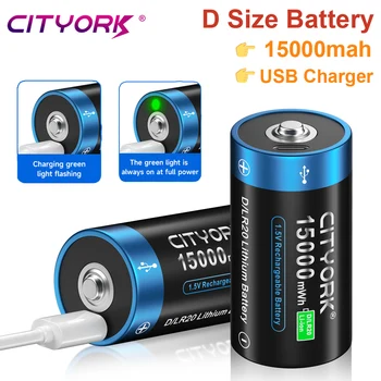 1,5 V 15000mWh D velikost baterije za ponovno Polnjenje USB polnjenje litij-LR20 baterije za Plinski štedilnik svetilka bojler z USB kablom