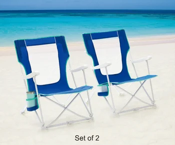 2-Pack Stebrov Zložljivo Trdo Roko Plaže Vrečko Stol z Carry Bag, Modra