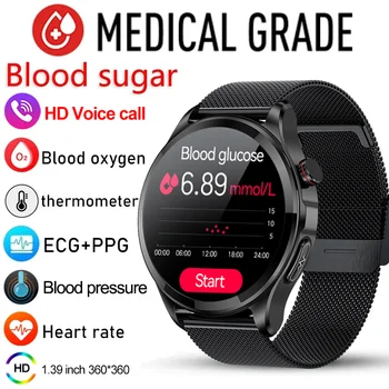 2023 Novo Sladkorja v Krvi, EKG+PPG Pametno Gledati Moške Bluetooth Klic Kisika v Krvi, Srčni utrip, Krvni Tlak Zdravje Nepremočljiva Smartwatch