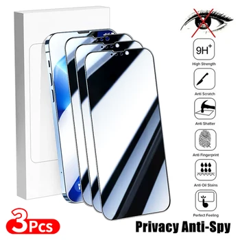 3PCS Polno Kritje Anti-Spy Zaščitnik Zaslon Za iPhone 11 12 13 14 Pro Max Zasebnosti Steklo Na iphone 13 14 XR XS MAX Zaščitna folija