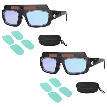 6X Solar Powered Auto Temnenje Varilne Maske, Čelada, zaščitna Očala, Varilec Očala Loka, Anti-Shock Objektiv S Shranjevanje Primera
