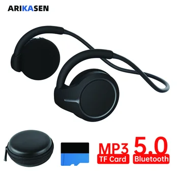 Arikasen Bluetooth Slušalke z TF kartica MP3 Predvajalnik Šport Bluetooth 5.0 Slušalke Brezžične Slušalke z Nosite primeru Mikrofoni