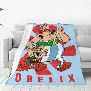 Asterix Obelix Risanka Odejo Coral Runo Plišastih Vse Sezone Dihanje Mehko Vrgel Odejo za Kavč Potovanja Plišastih Tanka Odeja