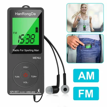 AWIND HRD-602 Radio FM AM Radio Prenosni Radijski Sprejemnik Šport Radio s Slušalkami, Šport Pedometer LCD-Zaslon Gumb za Zaklepanje Pock