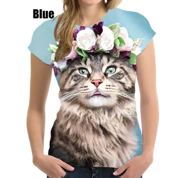 BIANYILONG blagovne Znamke Poletje T-Shirt Moda 3D T-Shirt Luštna Mačka Tiskanja Ženske Kratek Rokav Mehko Udobno Vrh