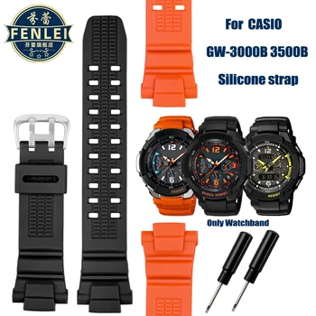 Black Orange Silikonski Watchband Za Casio G-SHOCK 5121 GW-3500B GW-3000B GW-2000 Moški Šport WatchStrap Plastike, jekla Watchband 16