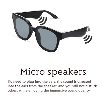 Bluetooth Sončna Očala Brezžični Glasbeni Očala, Leče, Prenosni Zunanji Zmanjšanje Hrupa, Odprte Slušalke Črna
