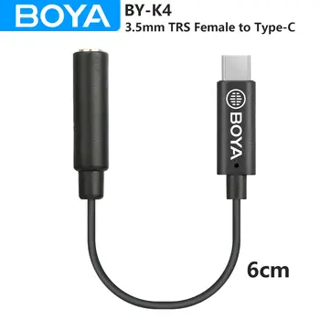 BOYA S-K4 6 cm 3,5 mm TRS Ženski Tip-C Moški Mikrofon, Audio Kabel za Android Mobilni Telefon Računalniške USB-C Naprav