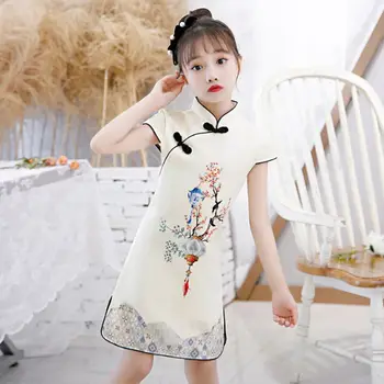 Dekleta Cheongsam Hanfu Novo Leto Oblačila Otroci Tangsuit Otrok Stranka Obleke Qipao Poročna Obleka, Kostum Darilo