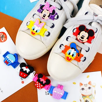 Disney Mickey Minnie Risanka PVC Mehke Gume Dodatki, Čevlji Vezalko Sponke Čevlji Cvet Platno Čevlji Beli Čevlji Dekoracijo