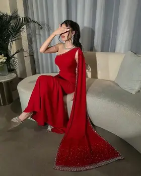 Formalne Priložnosti Obleke Rdeča morska deklica Eno Ramo Številk Savdski Arabiji Ženske Prom Obleke Temperament Večerno Obleko