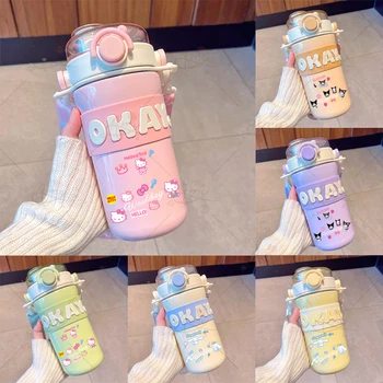 Hello Kitty Anime Vode Pokal Osebnost Pismo Kuromi Izolacijski Pokal Prenosni Slame Moški Ženski Študentov Aktivizem Steklenica Za Vodo