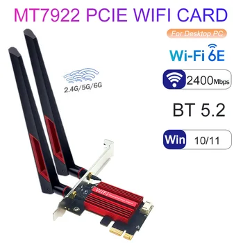 MT7922 WiFi 6E PCIE Kartico BT5.2 Brezžični vmesnik Wi-Fi 6E Tri-Band pci-e Card 2.4/5/6 G 2400Mb 802.11 AX za Dropshipping