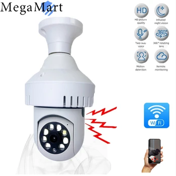 Nadzorna Kamera Barvno Ir Nočno Vizijo Dim Zaznavanje Avtomatski Alarm Notranja Varnost Monitor 5G Wifi E27 Žarnica Znanja
