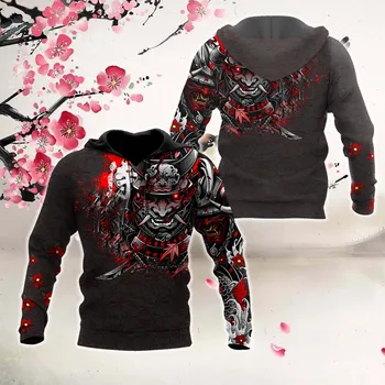 Novi Japonski Samuraj Tatoo 3D Tiskanje Nova moška Majica Harajuku Zip Hoodie Priložnostne Spolne Suknjič Puloverju Slog - 01