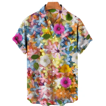 Novo Preveliko Majico Havajska Plaža Počitnice Cvet Slikarstvo Vzorec Poletje Priložnostne Človek Zgornjem Dihanje Mens Design Oblačila Nova
