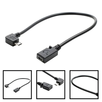 Pretvornik Podatkovni Kabel za 90 Stopinj 90-Stopinjski Mikro USB Moški Mini USB Ženski Adapter Pretvornik Podatkovni Kabel Line