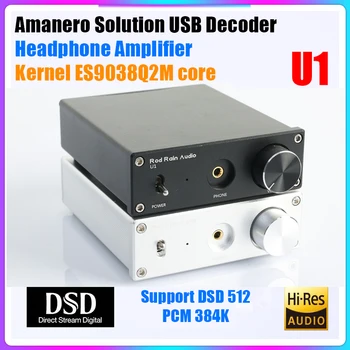 Rod Dež, Audio U1 ES9038Q2M DAC Amanero USB Kartice 384KHz DSD512 Hi-fi Avdio Dekoder za Slušalke DAC Ojačevalnik Odbor Zvok Decodering