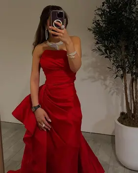 Seksi Žensk Rdeča Prom Obleke morska deklica brez naramnic Dolžina Tal Naguban Formalne Priložnosti Obleko Temperament Večerno Obleko