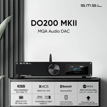 SMSL DO200 MKii Bluetooth MQA Audio DAC Amp ES9068AS*2 XMOS XU316 OPA1612*5 Op DSD512 MQA-CD Polno Dekodiranje Dekoder z Daljinskim upravljalnikom