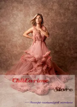 Til Robe za Photoshoot Porodniškega Obleke Čiste Boudoir Poročne Perilo Poroko Šal Nightgown