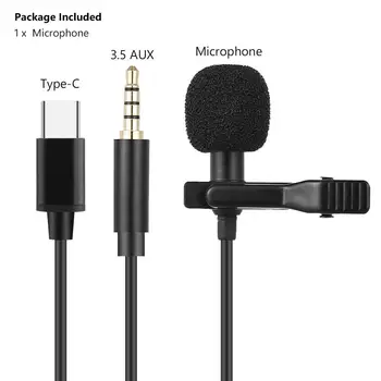 USB Mini Lavalier Mikrofon Tip C Kovinsko Sponko River Mic 3,5 mm Kondenzator Mikrofon Za prenosni RAČUNALNIK Pametni telefon Konferenca Mic 1,5 m