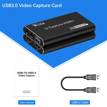 USB Video Zajemanje HDMI Video Capture Card USB3.0 Avdio Zajem Videa 1080P za TV PC PS4 Igra v Živo za Windows, Linux Os X
