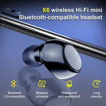 X6 Enostranski Slušalke Mini Bluetooth Šport Nevidno Slušalke Z Mikrofonom Avto Enem Ušesu, V Uho 5.0 Majhne Slušalke