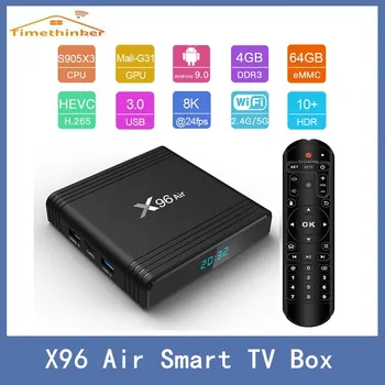 X96 Zraka Smart Media Player Set Top Box Android 9.0 Amlogic S905X3 4GB 64GB Max 2.4 G/5 G Dvojno WiFi, BT BT4.0 8K 4K H. 265 UHD TV Box