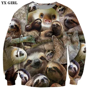 YX DEKLE blagovno Znamko oblačil Padec ladijskega prometa Moški/Ženske Dolg Rokav Živali lenivec 3d Tiskanja Hoodies Harajuku Novost Sweatshirts