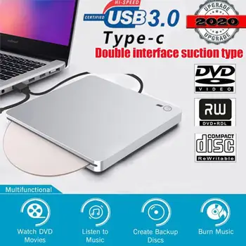 Zunanji Blu-ray Pogon USB3.0 Tip C BD-RDL DVD-RW CD Pisatelj, Blu-ray Combo Snemalnik Predvajanje 3D Videoposnetkov z Enim Dotikom Pop Up za Namizje